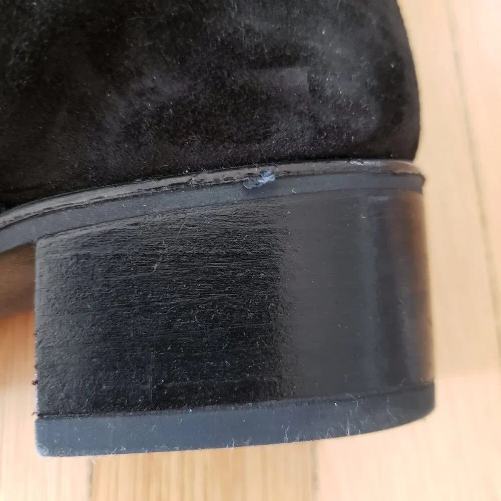 Barneys NY Women's Tall Black Suede Boots Buckle Size 7 - Picture 9 of 13